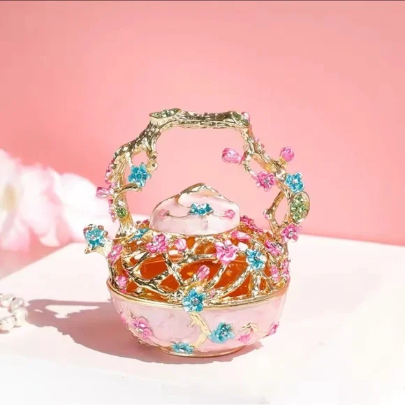 Tea pot jewelry box, vase jewelry box, cloisonne tea pot decoration, home decor